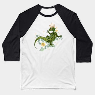 Sand lizard with crown and exotic plants Baseball T-Shirt